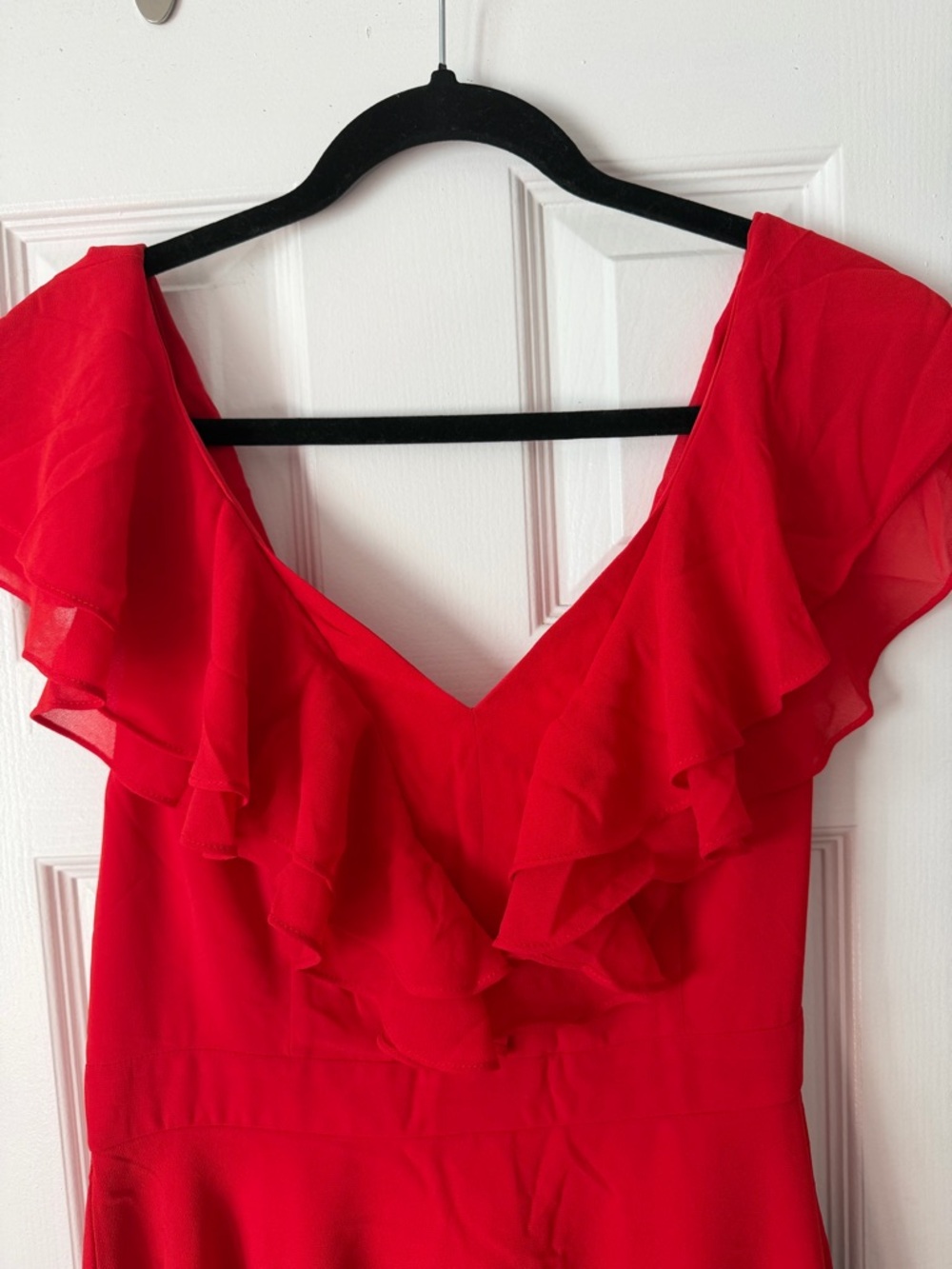 NWT Lulu's Red Ruffle V-Neck Mini Dress - Picture 3 of 11